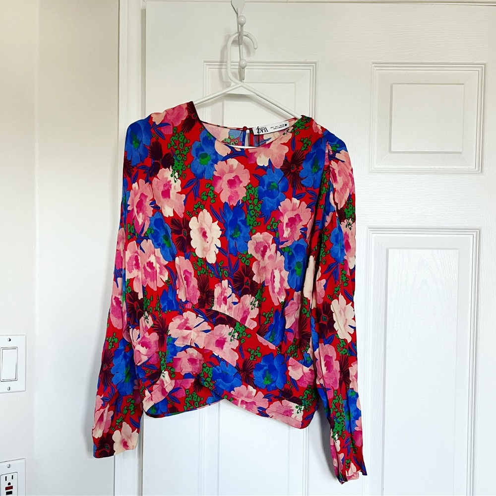 Zara Cropped Floral Blouse